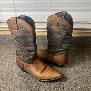 Dingo Boots Womens 8.5 M Southwest Tapestry Brown Leather Cowboy Western Pull On